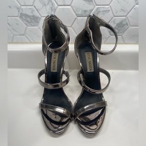 Steve Madden Pewter Feelya strappy stilettos